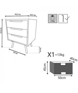 Cosma Cassettiera Adelaide 3 Cassetti Marrone 45,5x35,5 cm