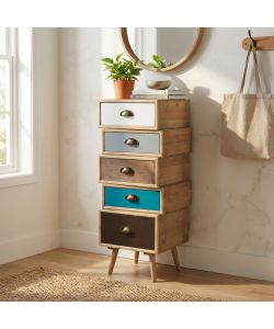 Cosma Cassettiera Colorado 5 Cassetti Multicolor 40x36,5x81 cm