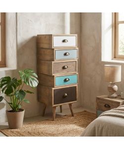 Cosma Cassettiera Colorado 5 Cassetti Multicolor 40x36,5x81 cm