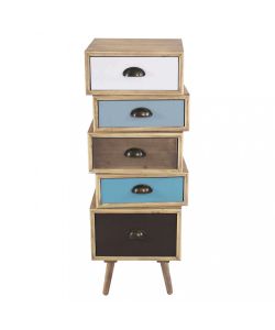 Cosma Cassettiera Colorado 5 Cassetti Multicolor 40x36,5x81 cm