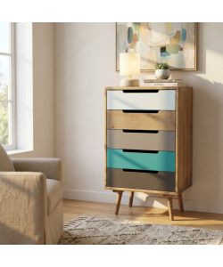 Cosma Cassettiere Darwin - Mobiletto 5 Cassetti Multicolor 45x36,5 cm