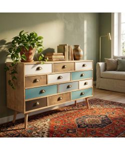Cosma Mobile 12 Cassetti Multicolor 120x36,5x67 cm Moderno