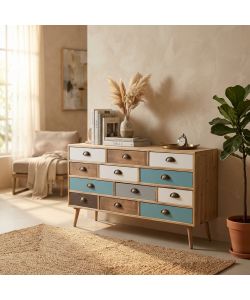 Cosma Mobile 12 Cassetti Multicolor 120x36,5x67 cm Moderno