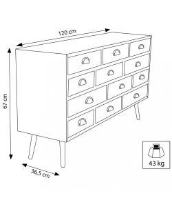 Cosma Mobile 12 Cassetti Multicolor 120x36,5x67 cm Moderno