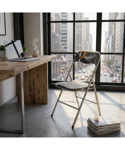 Cosma Sedia Pieghevole Slim New York Grigia Imbottita 44x45x79 cm