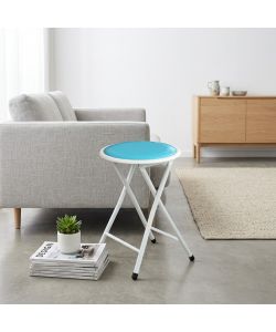 Cosma Sgabello Slim Blu Pieghevole con Seduta Imbottita Ø30x45 cm