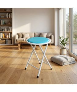 Cosma Sgabello Slim Blu Pieghevole con Seduta Imbottita Ø30x45 cm