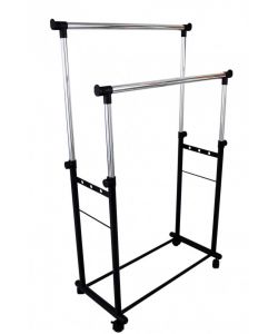 Cosma Stand Appendiabiti Doppio Nero in Metallo Regolabile 85x44 cm