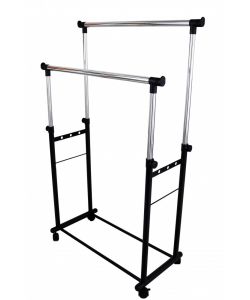 Cosma Stand Appendiabiti Doppio Nero in Metallo Regolabile 85x44 cm