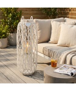 Cosma Lanterna Bianca in Vimini e Vetro diam. 40x106 cm Decorativa