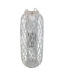 Cosma Lanterna Bianca in Vimini e Vetro diam. 40x106 cm Decorativa