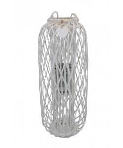 Cosma Lanterna Bianca in Vimini e Vetro diam. 40x106 cm Decorativa