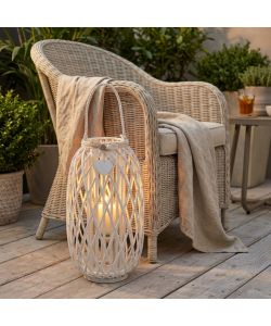 Cosma Lanterna Bianca in Vimini e Vetro diam. 38x86 cm Decorativa