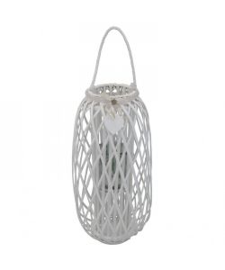 Cosma Lanterna Bianca in Vimini e Vetro diam. 38x86 cm Decorativa