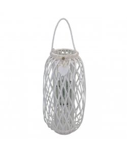 Cosma Lanterna Bianca in Vimini e Vetro diam. 38x86 cm Decorativa