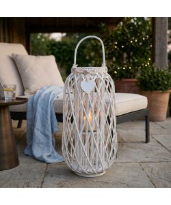 Cosma Lanterna Floriane Bianca in Vimini e Vetro �18x76 cm