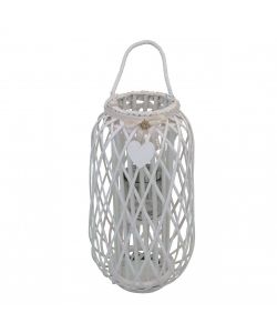 Cosma Lanterna Floriane Bianca in Vimini e Vetro Ø18x76 cm