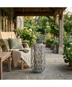 Cosma Lanterna Decorativa Grigia in Vimini � 34 x 76 cm Interni Esterni