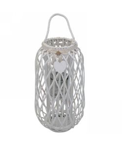 Cosma Home Lanterna Bianco in Vimini e Vetro Diametro 31x66 cm