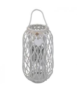 Cosma Home Lanterna Bianco in Vimini e Vetro Diametro 31x66 cm