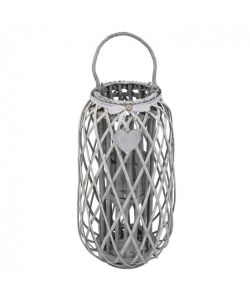 Cosma Lanterna Grigia in Vimini e Vetro diam. 31x66 cm Decorazione Giardino