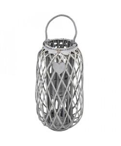 Cosma Lanterna Grigia in Vimini e Vetro diam. 31x66 cm Decorazione Giardino
