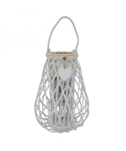 Cosma Lanterna Bianca in Vimini e Vetro 36x53 cm Decorativa
