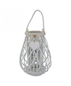 Cosma Lanterna Bianca in Vimini e Vetro diam. 33x46 cm Decorativa