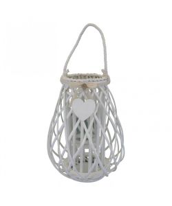 Cosma Lanterna Bianca in Vimini e Vetro diam. 33x46 cm Decorativa