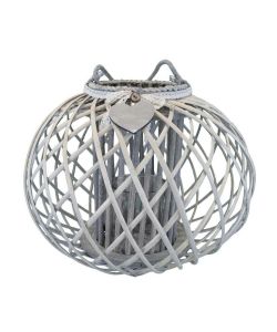 Cosma Lanterna Grigia in Vimini e Vetro diam. 49x40 cm Decorativa