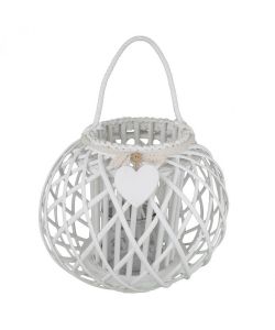 Cosma Lanterna Bianca in Vimini e Vetro diam. 44x36 cm Decorativa