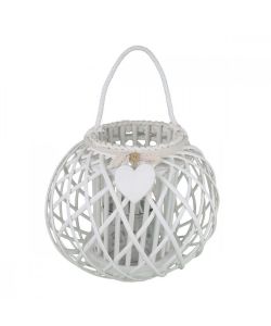 Cosma Lanterna Elvire Bianca in Vimini e Vetro 20x32 cm