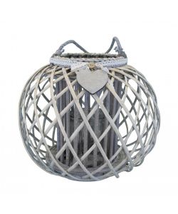 Cosma Lanterna Grigia in Vimini e Vetro diam. 40x32 cm Decorativa