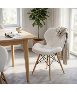 Cosma Annapolis Sedia Bianca Senza Braccioli in Ecopelle e Legno 41x49x71