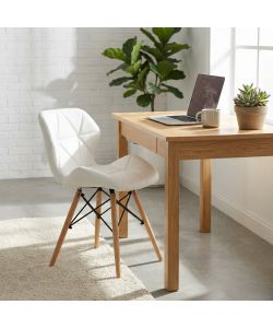 Cosma Annapolis Sedia Bianca Senza Braccioli in Ecopelle e Legno 41x49x71
