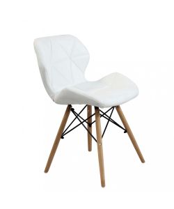 Cosma Annapolis Sedia Bianca Senza Braccioli in Ecopelle e Legno 41x49x71