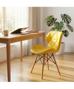 Cosma Sedia Annapolis Gialla in Ecopelle Struttura Metallo e Legno 41x49x71