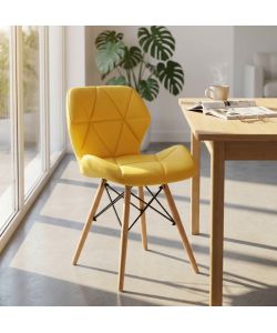 Cosma Sedia Annapolis Gialla in Ecopelle Struttura Metallo e Legno 41x49x71
