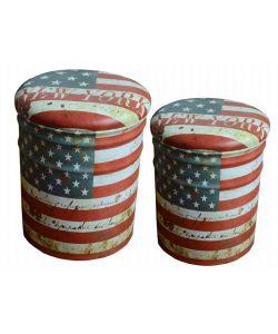 Cosma Set di 2 Pouf Contenitore Tondo Beige per Interno