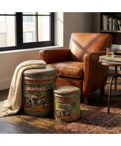 Cosma Set di 2 Pouf Contenitore Tondo Verde per Interno 30x38 cm