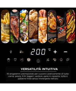 Kasanova - Friggitrice ad aria 7LT e bistecchiera 2 in 1 nera