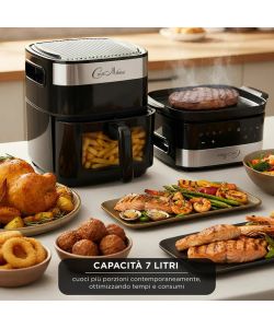 Kasanova - Friggitrice ad aria 7LT e bistecchiera 2 in 1 nera