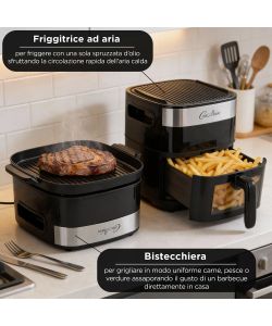 Kasanova - Friggitrice ad aria 7LT e bistecchiera 2 in 1 nera
