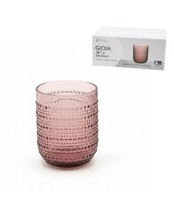 Casa Milano Set 6 Bicchieri Tumbler Rosa 260 ml in Pasta di Vetro