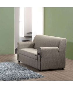 Divano 2 Posti Tosca in Tessuto Ecru 85x125x70 cm Struttura in Legno Multistrato, Imbottito e Compatto