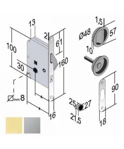 Serratura Infilare Legno Scorrevoli E50 Bagno Cromo satinato Bon Gb