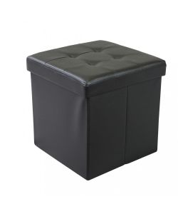 Cosma Pouf Contenitore Quadrato Ecopelle Nero 38x38x38 cm