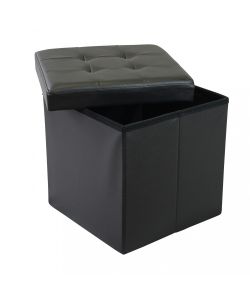 Cosma Pouf Contenitore Quadrato Ecopelle Nero 38x38x38 cm