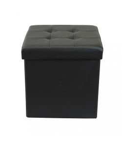 Cosma Pouf Contenitore Quadrato Ecopelle Nero 38x38x38 cm