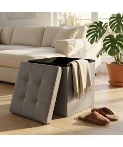 Cosma Pouf Contenitore Quadrato Ecopelle Grigio 38x38x38 cm